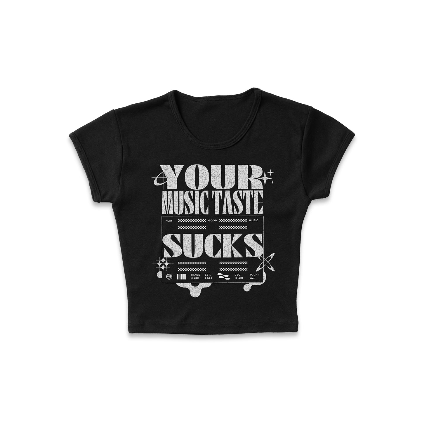 Your Music Sucks Cap Sleeve Crop Top